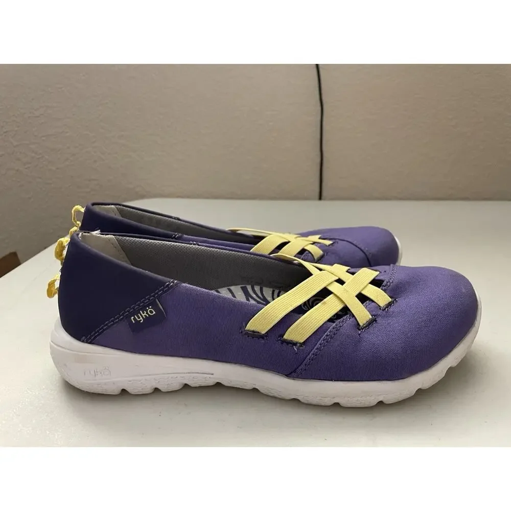 rykä Sneakers Women's 7.5M Purple & Yellow Elastic Bands Walking Shoe
